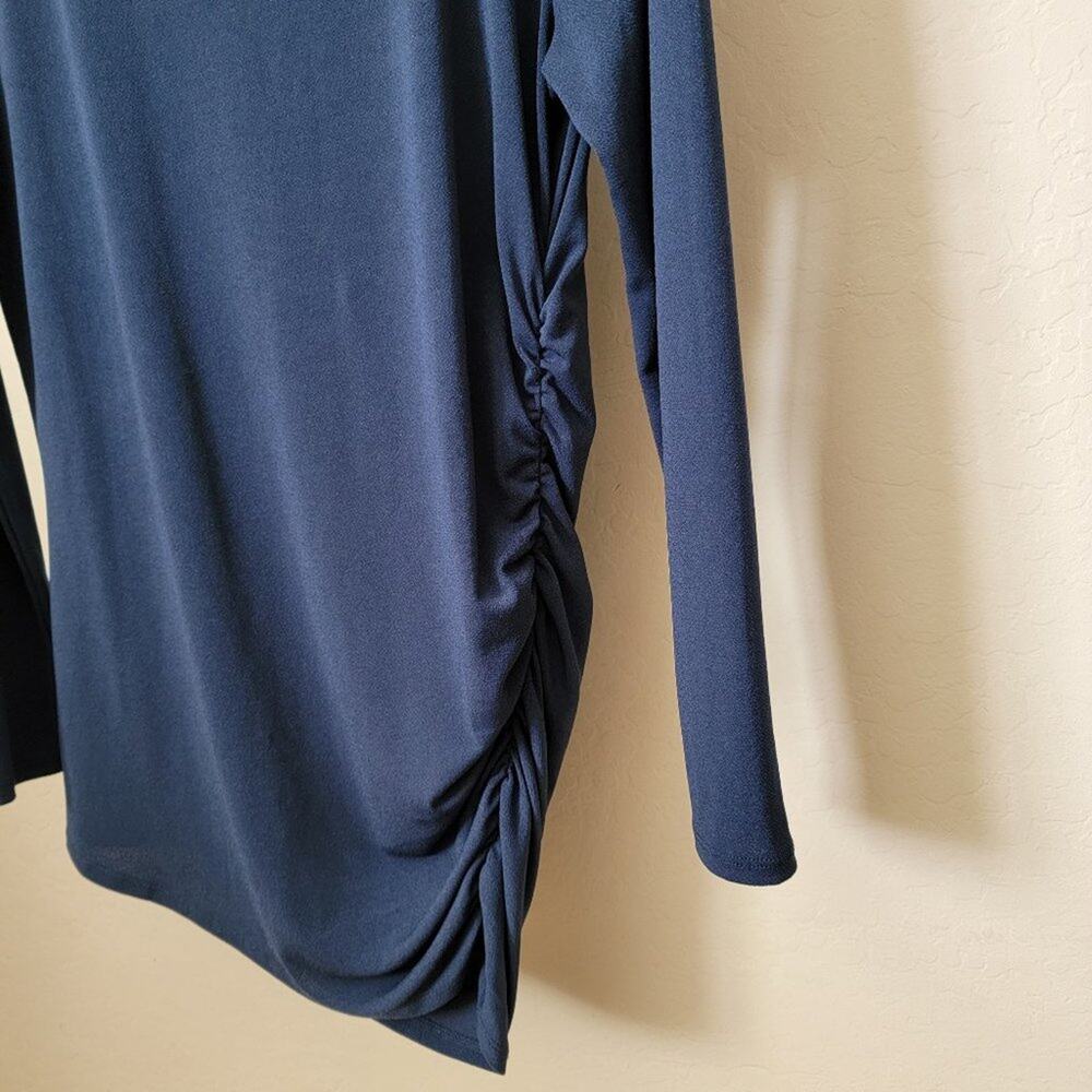 Banana Republic Petite Ruched Long Sleeve Navy Blue Top - Picture 6 of 12